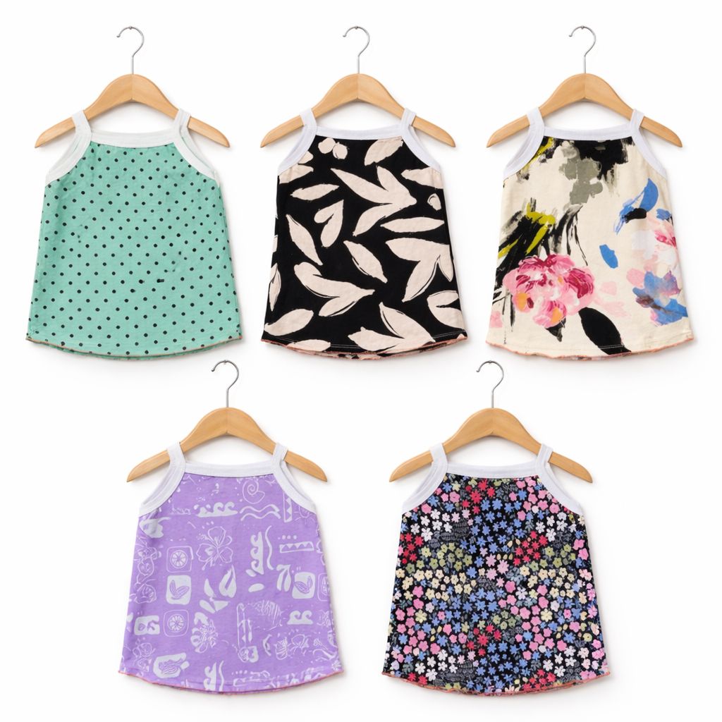 Baby Girls Cotton T-Shirt Set - 3 (5 Pcs)