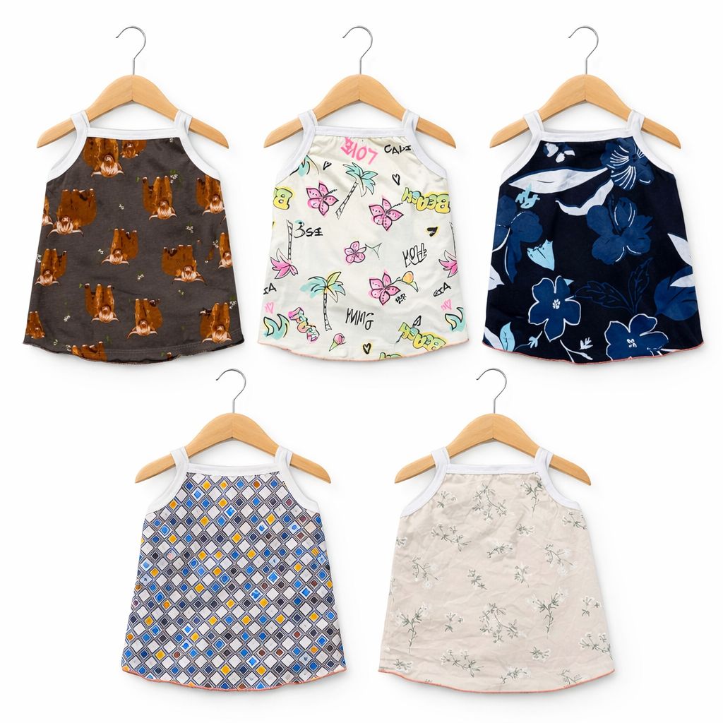 Baby Girls Cotton T-Shirt Set  - 4 (5 Pcs)