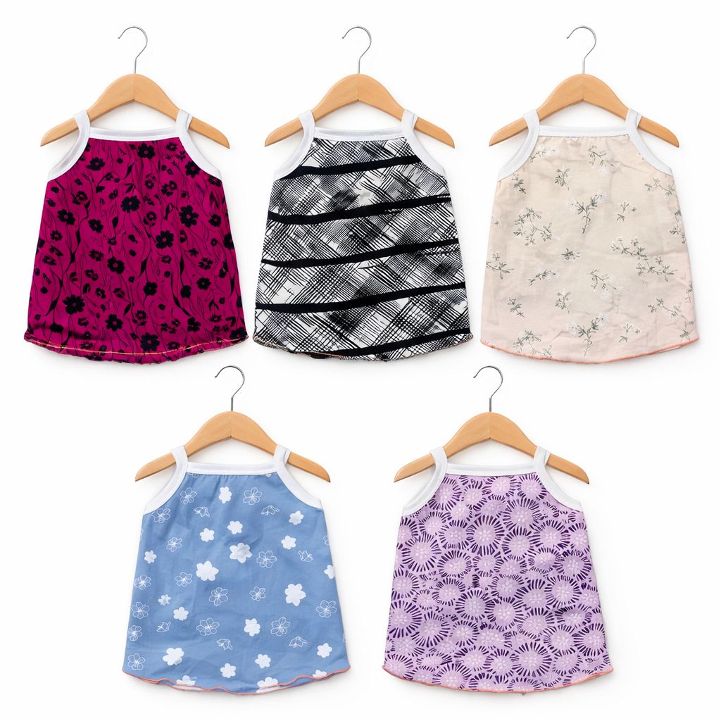Baby Girls Cotton T-Shirt Set  - 5 (5 Pcs)