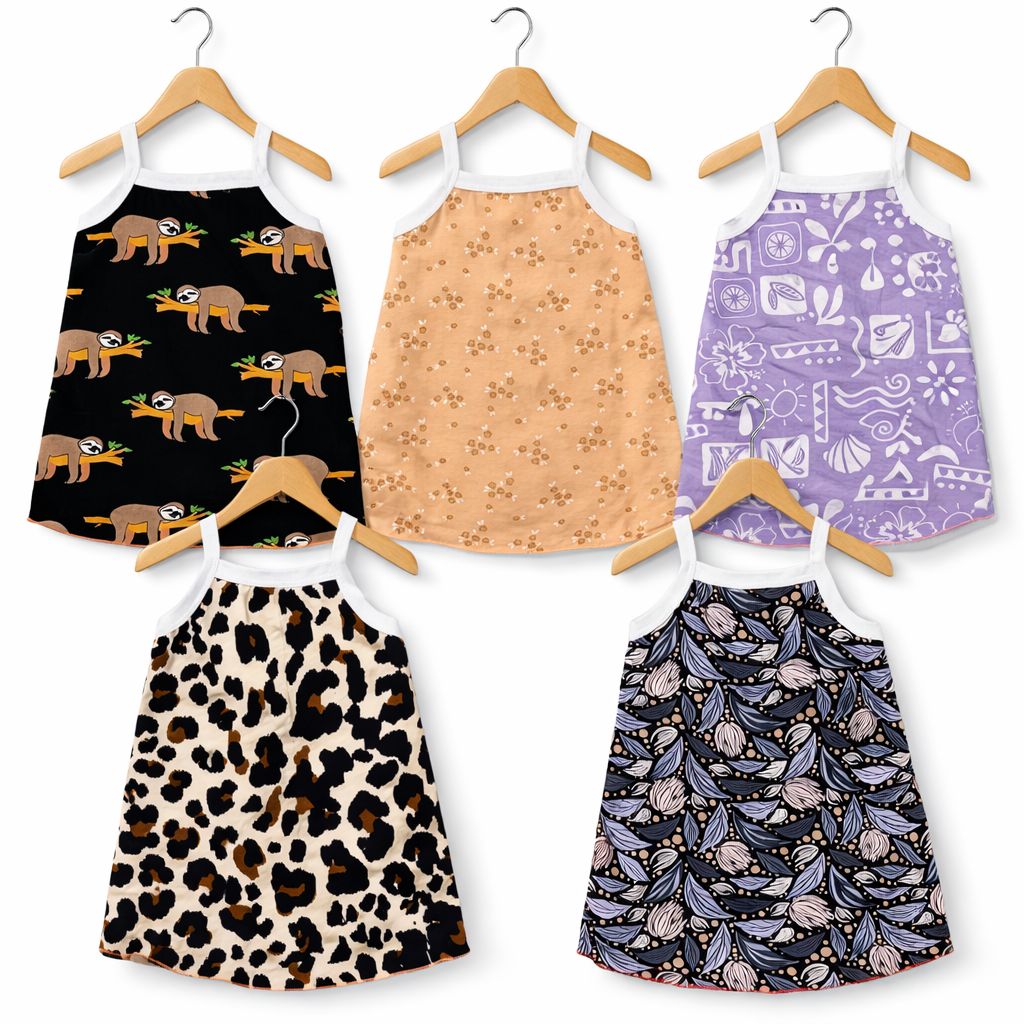 Baby Girls Cotton T-Shirt Set - 7 (5 Pcs)