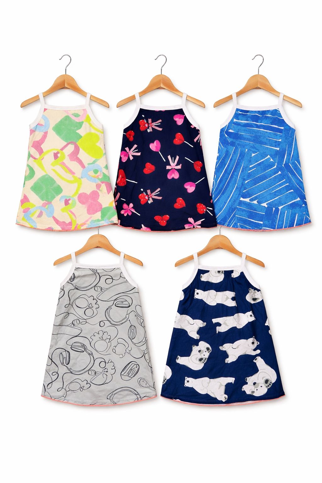 Baby Girls Cotton T-Shirt Set - 8 (5 Pcs)