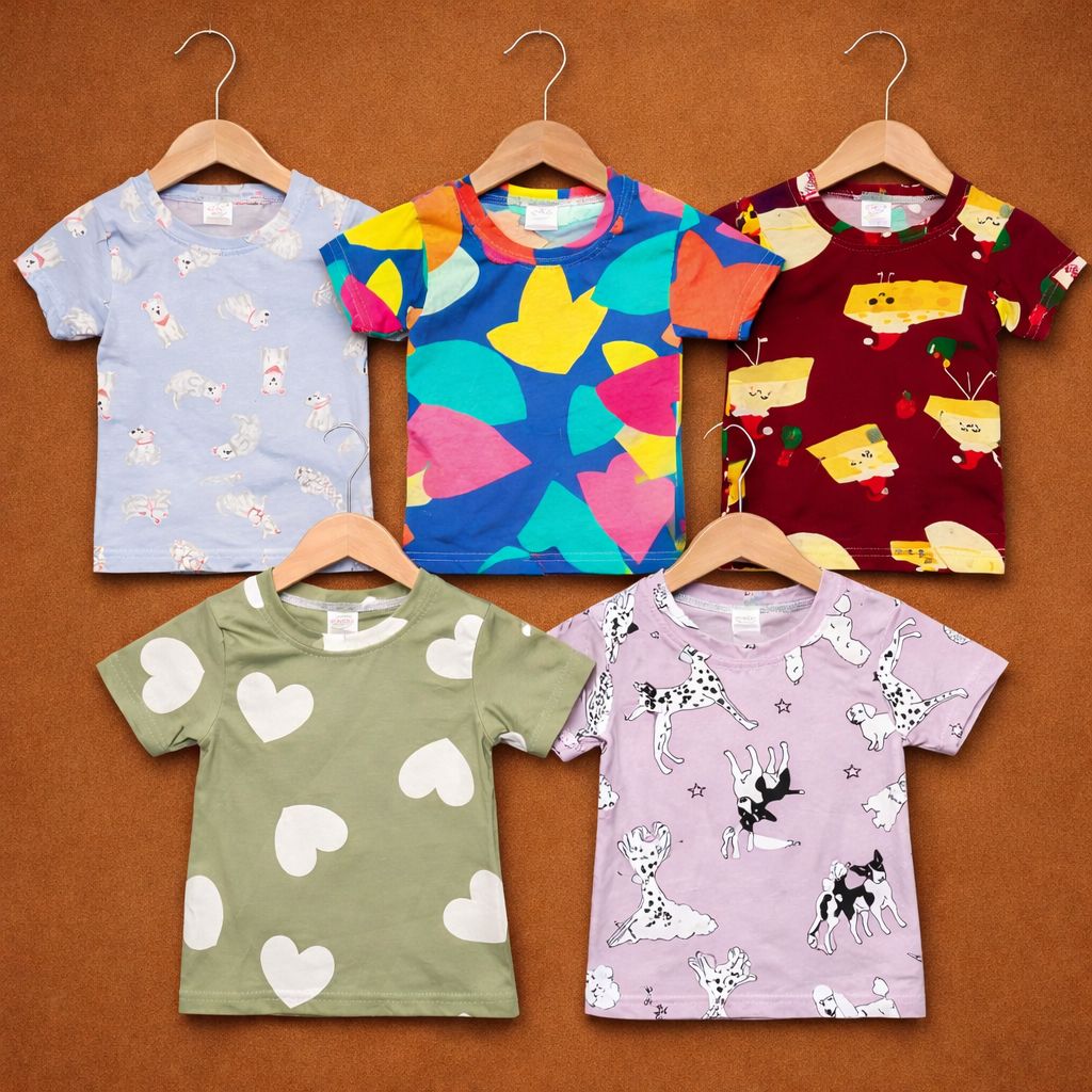 Baby Boys Cotton Half Sleeve T-Shirt (5 Pcs)